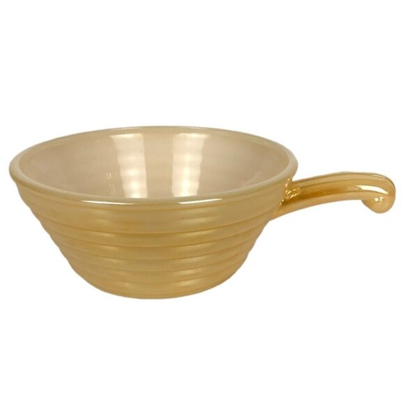 Fire King Vintage Ribbed Peach Luster Handled Soup Bowl Beehive Design - Picture 2 of 8
